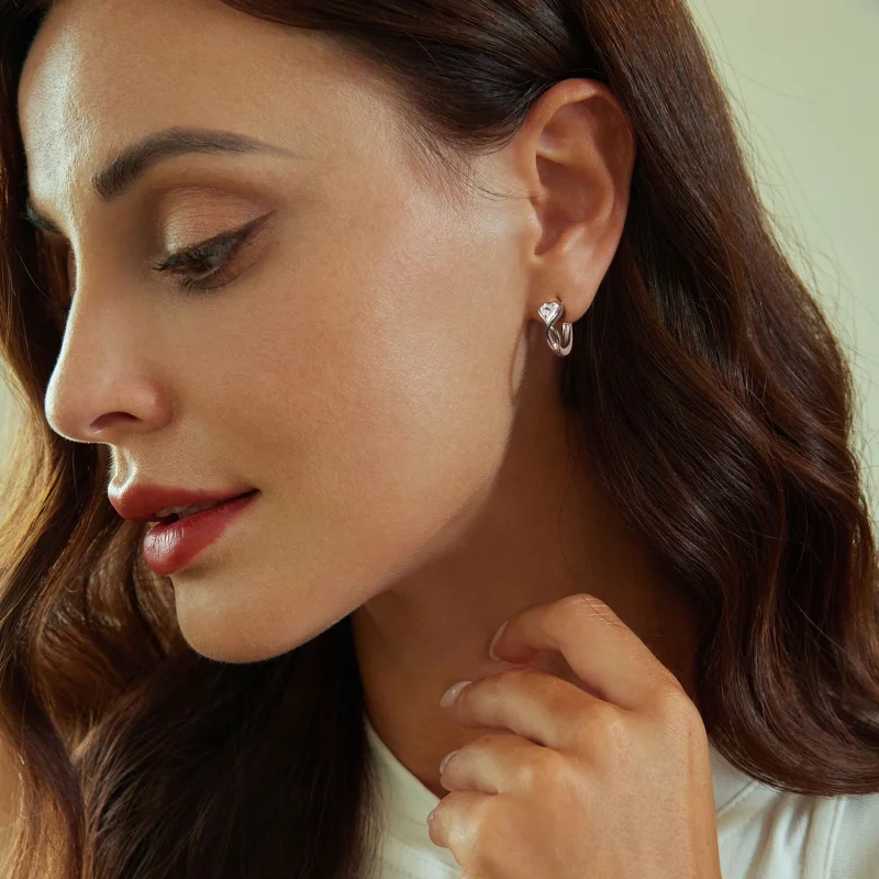 (изображение за) PANDORA Style Love Infinity Earrings - BSE1004 - Преглед 8