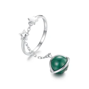 (изображение за) PANDORA Style Отворен пръстен с естествен малахит - SCR1034-E