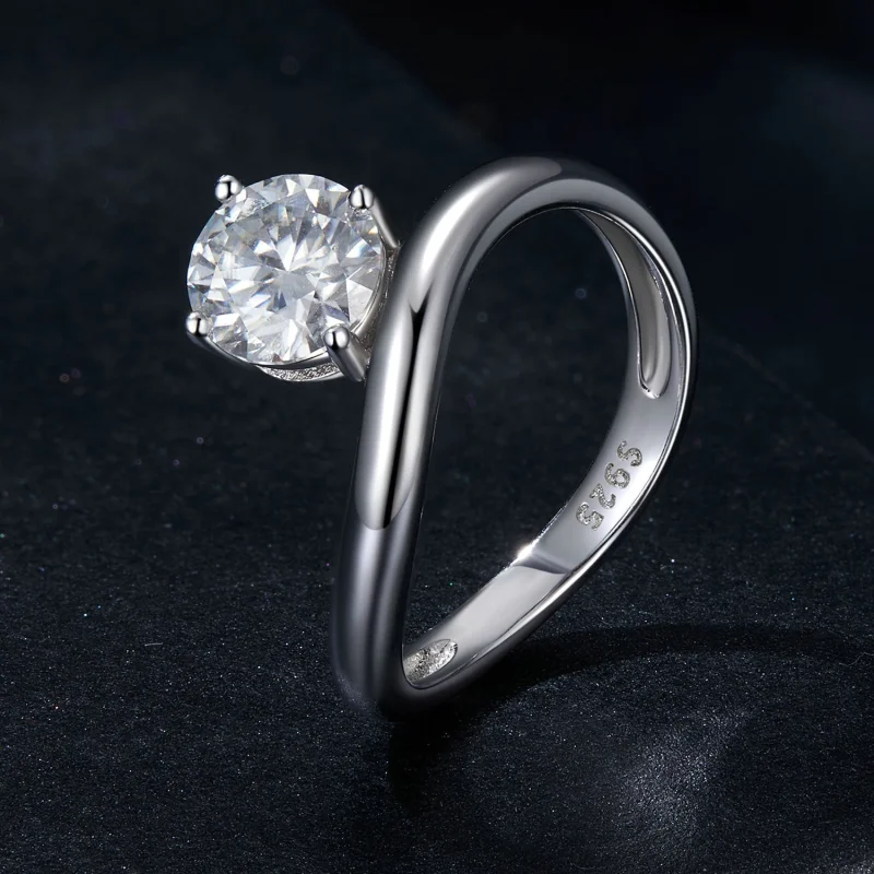 (изображение за) PANDORA Style Simple 1ct Moissanite пръстен (с един сертификат) - MSR050 - Преглед 2