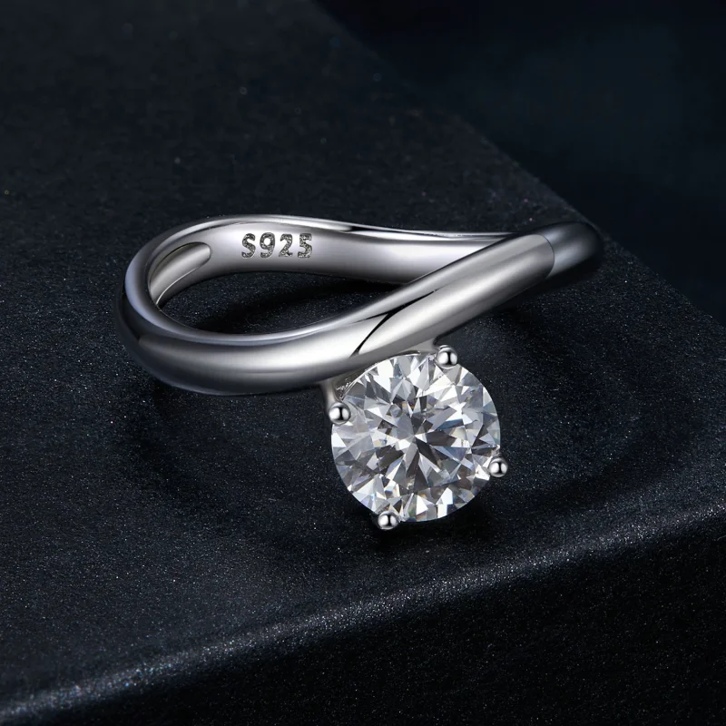 (изображение за) PANDORA Style Simple 1ct Moissanite пръстен (с един сертификат) - MSR050 - Преглед 3
