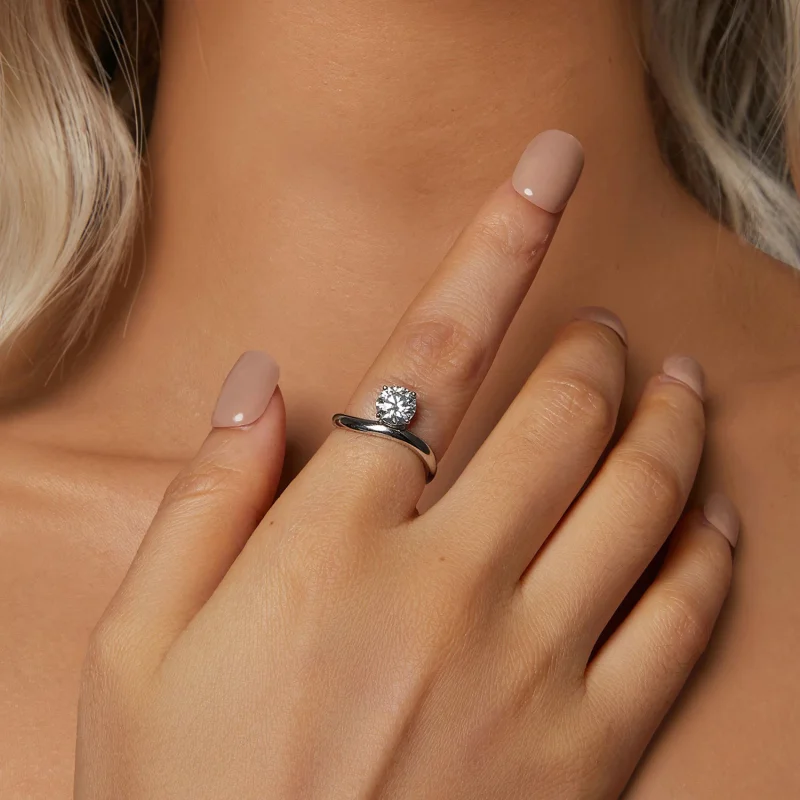 (изображение за) PANDORA Style Simple 1ct Moissanite пръстен (с един сертификат) - MSR050 - Преглед 5