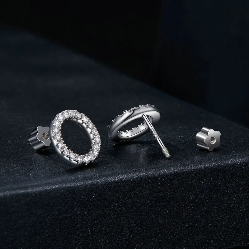 (изображение за) PANDORA Style Starry Night Moissanite 0.013ct Обеци (два сертификата) - MSE055 - Преглед 2