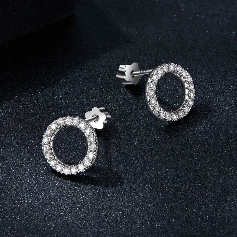 (изображение за) PANDORA Style Starry Night Moissanite 0.013ct Обеци (два сертификата) - MSE055 - Преглед 3