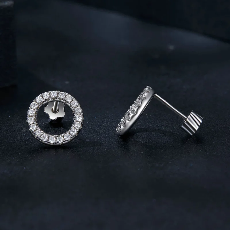 (изображение за) PANDORA Style Starry Night Moissanite 0.013ct Обеци (два сертификата) - MSE055 - Преглед 4