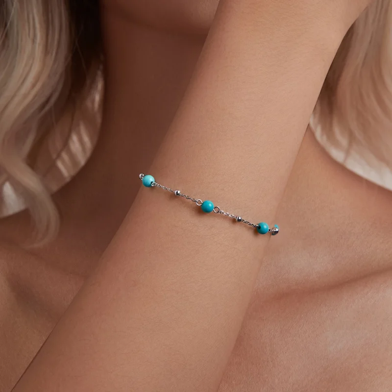 (изображение за) Тюркоазена гривна в стил PANDORA - BSB197 - Преглед 5
