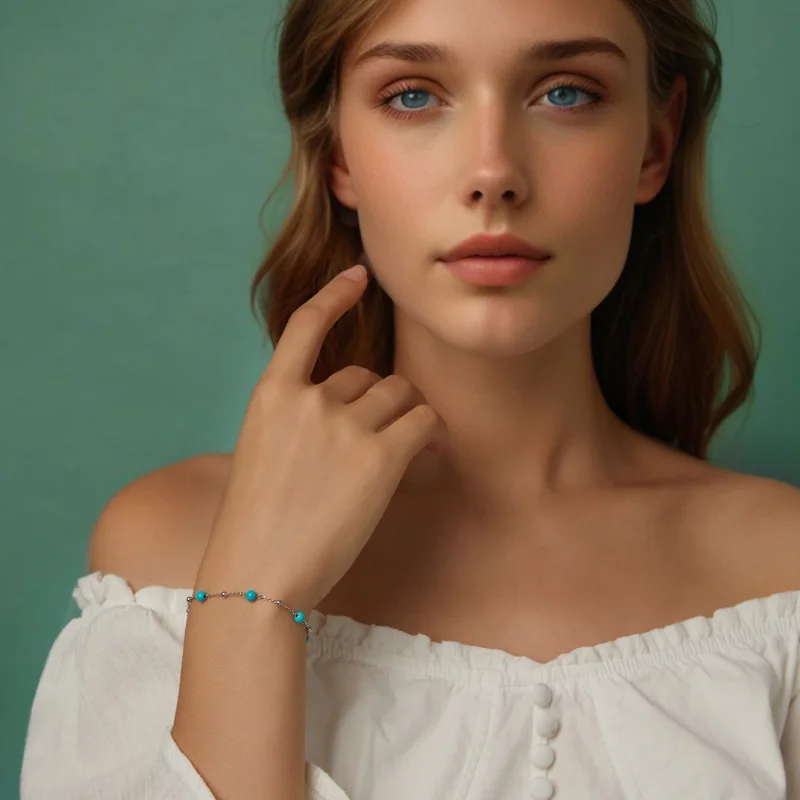 (изображение за) Тюркоазена гривна в стил PANDORA - BSB197 - Преглед 7