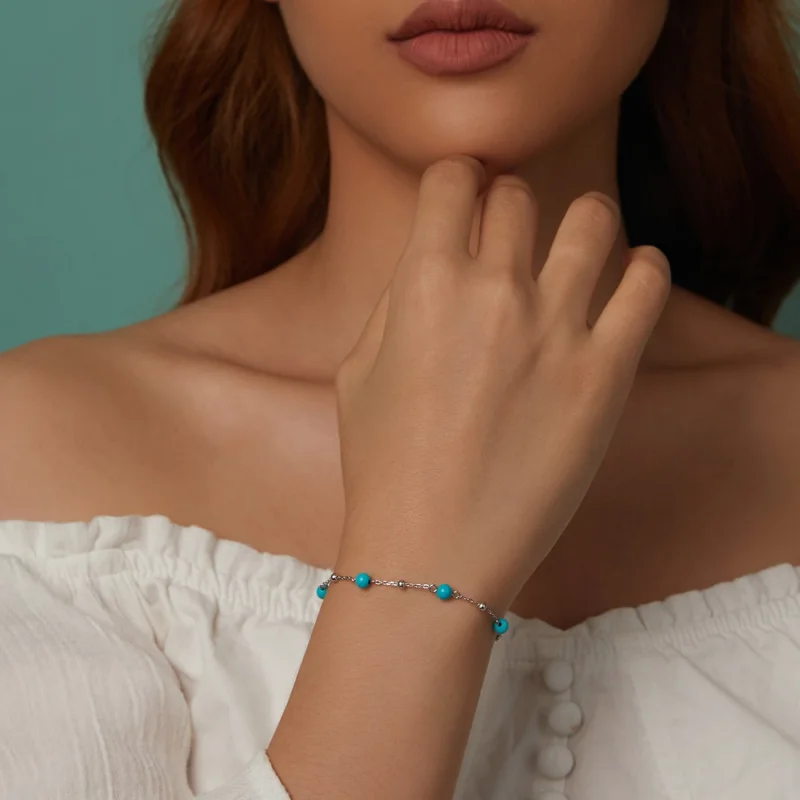 (изображение за) Тюркоазена гривна в стил PANDORA - BSB197 - Преглед 10