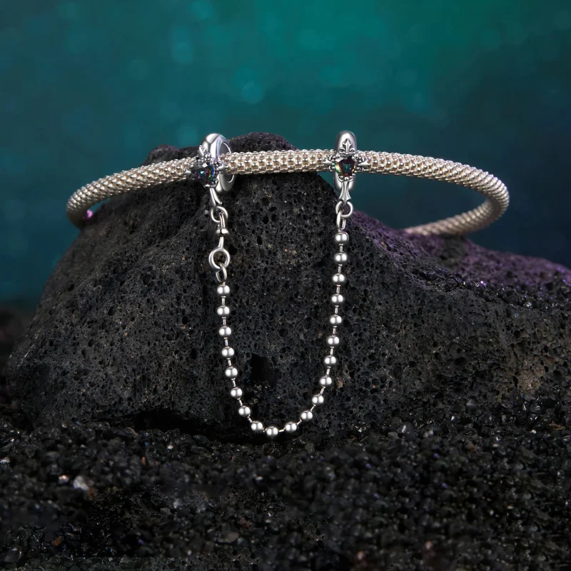 (изображение за) Ретро кръстосана силиконова предпазна верига в стил PANDORA - BSC1060 - Преглед 3