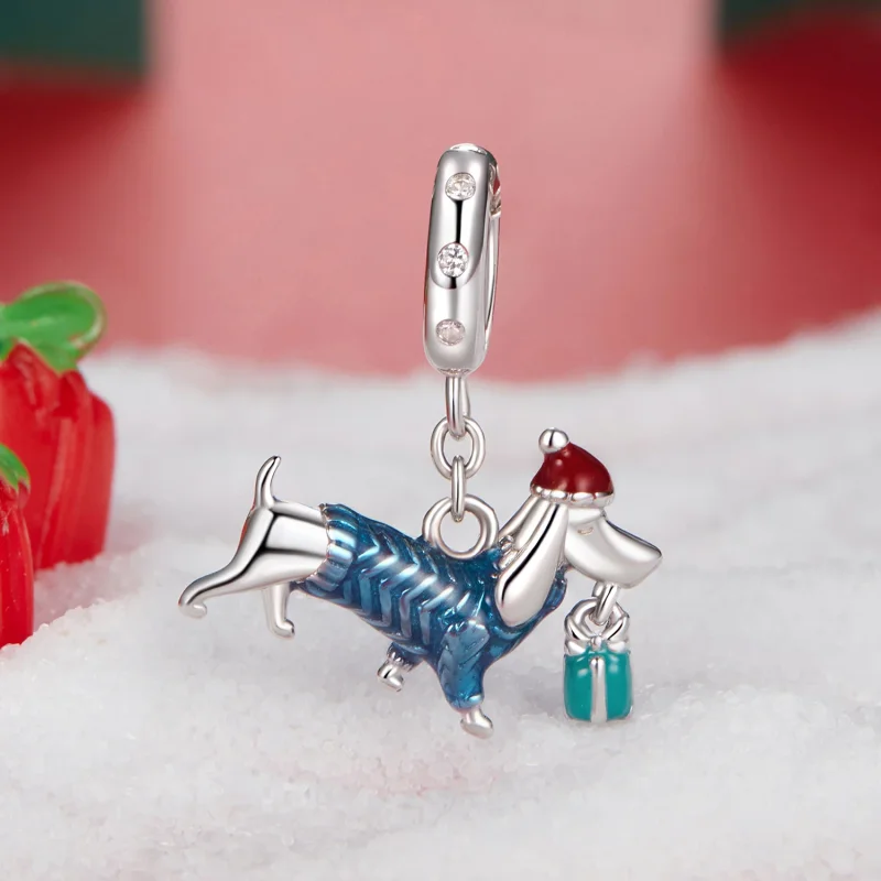 (изображение за) Коледна висулка с дакел в стил PANDORA - BSC1069 - Преглед 2