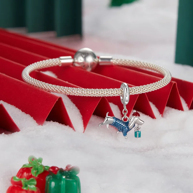 (изображение за) Коледна висулка с дакел в стил PANDORA - BSC1069 - Преглед 3