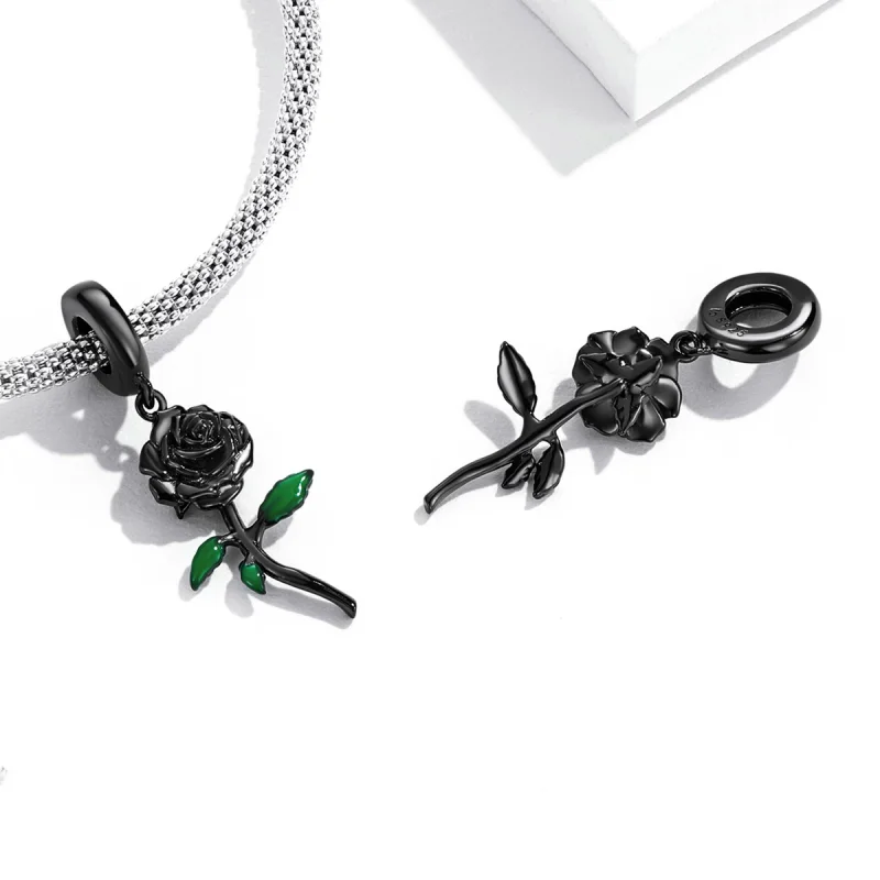 (изображение за) Медальон черна роза в стил PANDORA - BSC584 - Преглед 7