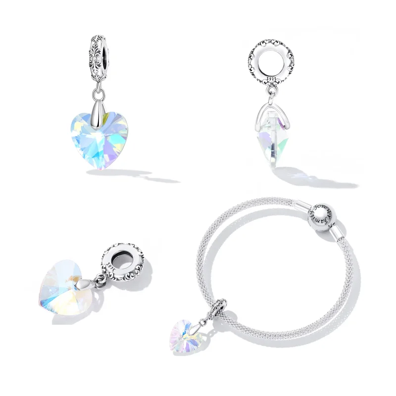 (изображение за) Стъклени мъниста сърце в стил PANDORA - BSC602 - Преглед 2