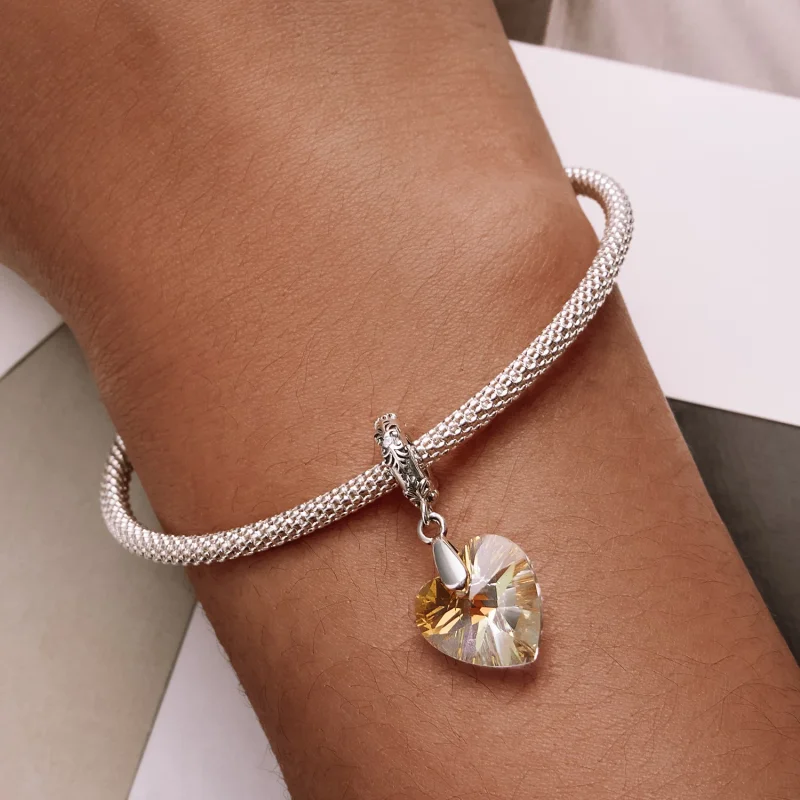 (изображение за) Стъклени мъниста сърце в стил PANDORA - BSC602 - Преглед 6