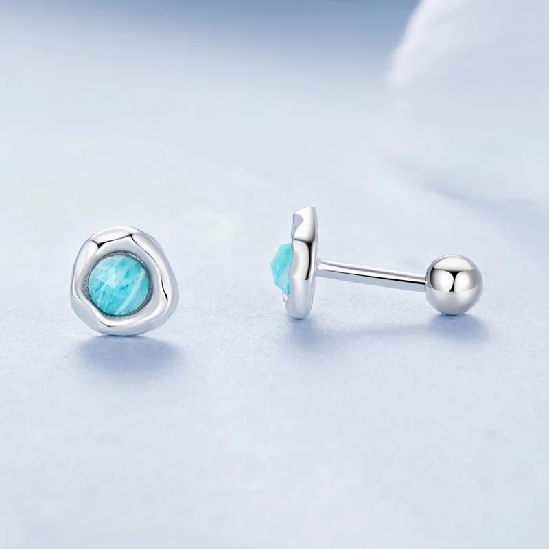 (изображение за) Обеци с амазонит в стил PANDORA - BSE1056 - Преглед 4