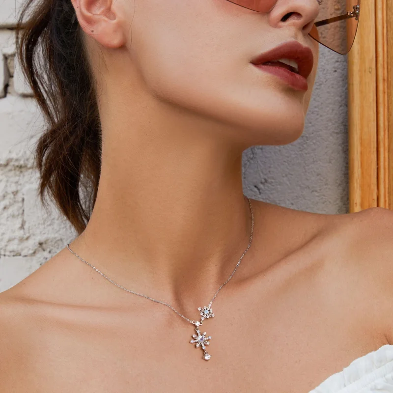 (изображение за) Колие със снежинка в стил PANDORA - BSN364 - Преглед 6