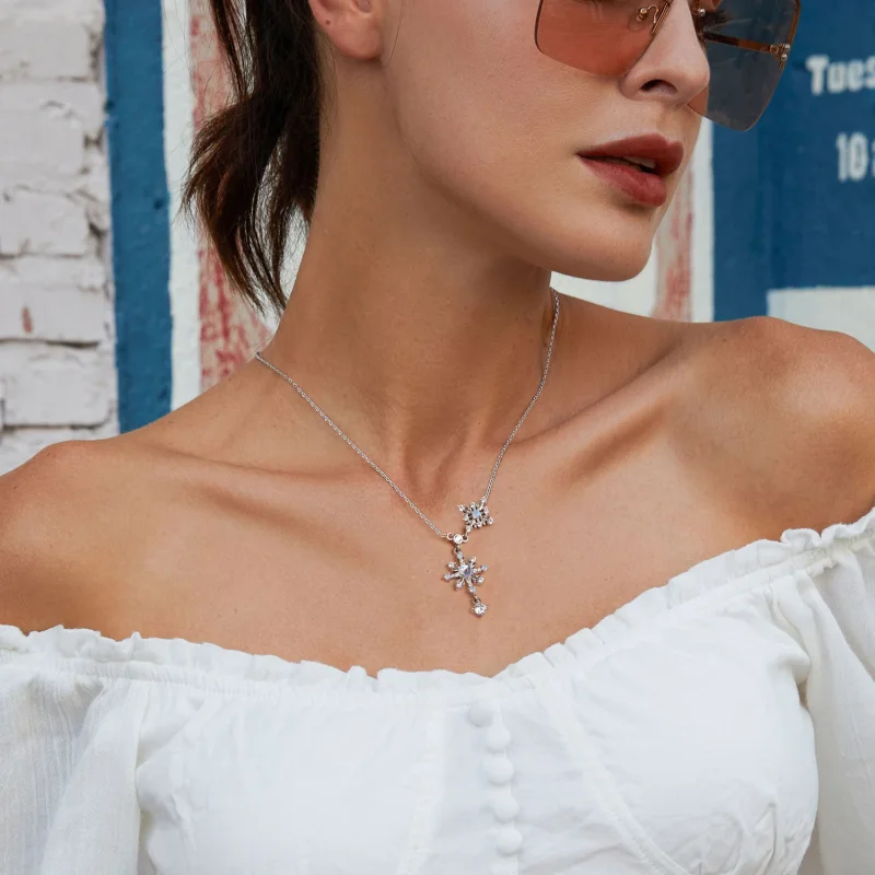 (изображение за) Колие със снежинка в стил PANDORA - BSN364 - Преглед 7
