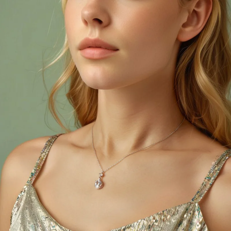 (изображение за) Колие тип сълза в стил PANDORA - BSN402 - Преглед 6