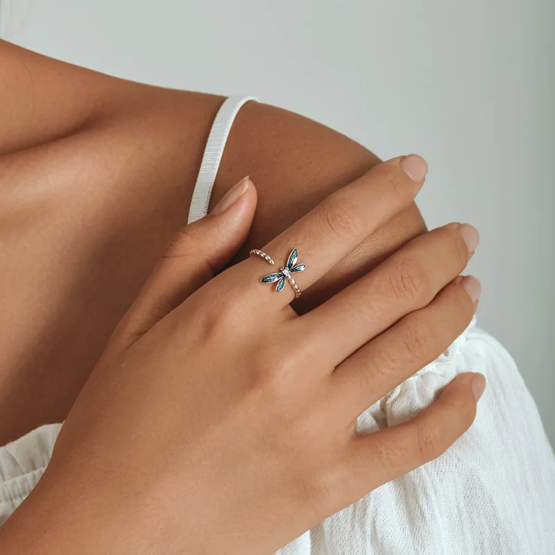 (изображение за) Разкошен пръстен с водно конче в стил PANDORA - BSR216 - Преглед 8