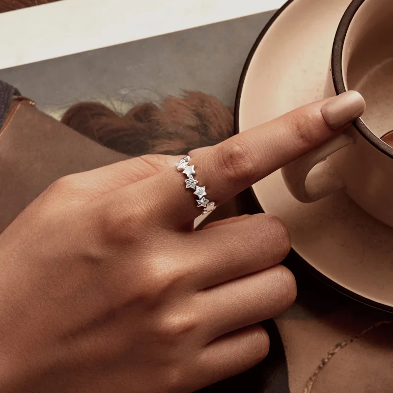 (изображение за) Пръстен със звезда в стил PANDORA - BSR585 - Преглед 6
