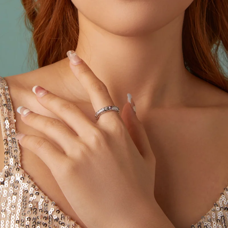 (изображение за) Текстуриран широк пръстен в стил PANDORA - BSR604 - Преглед 3