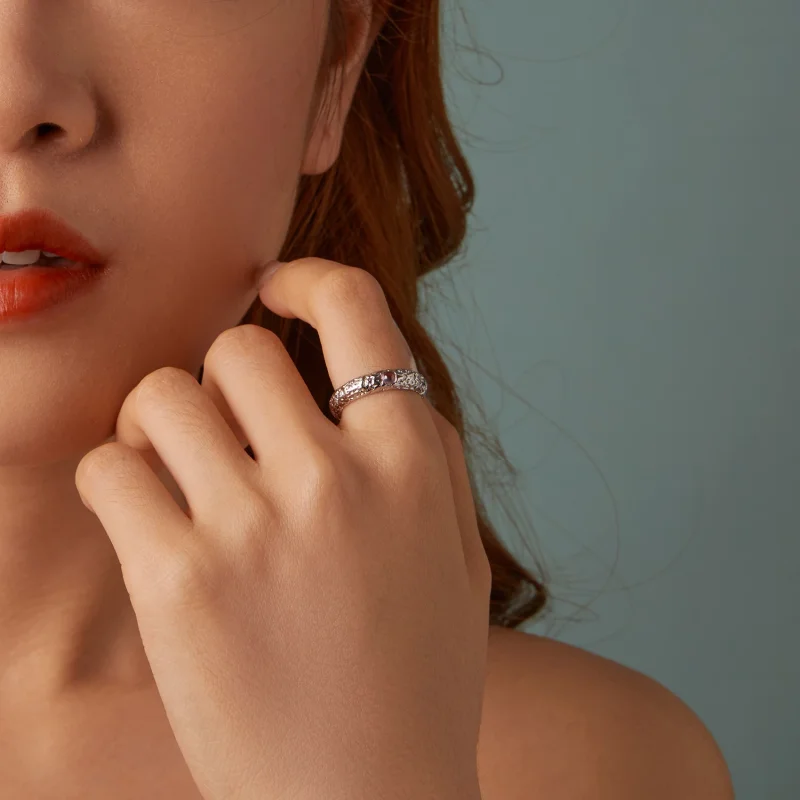 (изображение за) Текстуриран широк пръстен в стил PANDORA - BSR604 - Преглед 10
