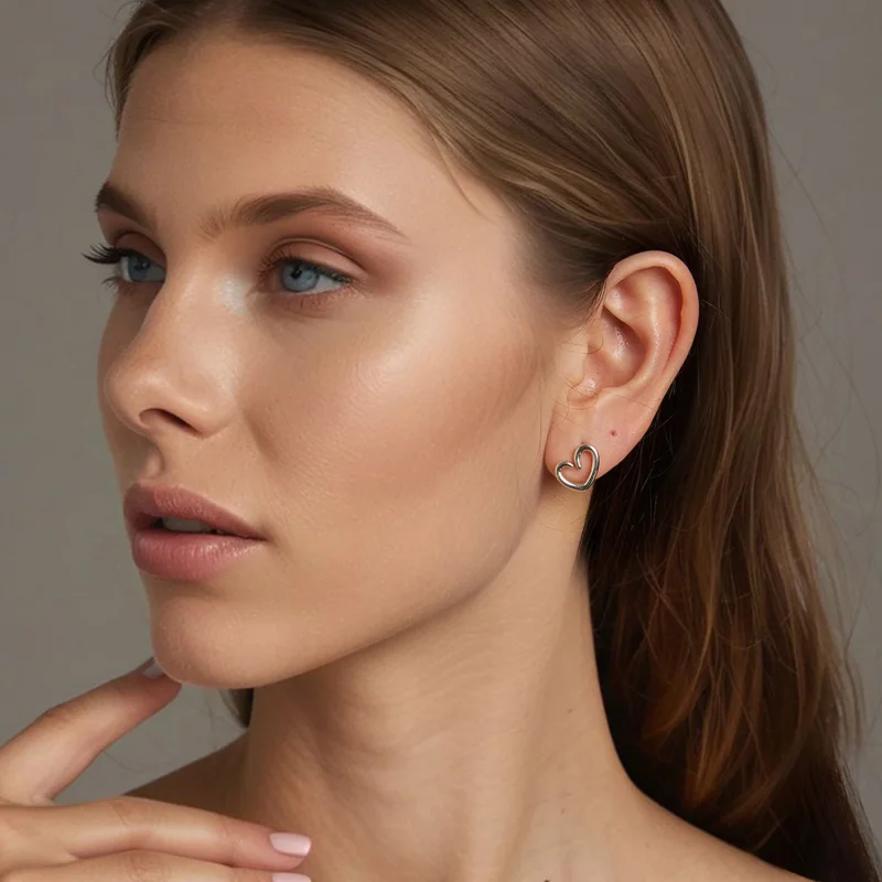 (изображение за) Обеци сърце в стил PANDORA - SCE1769 - Преглед 7