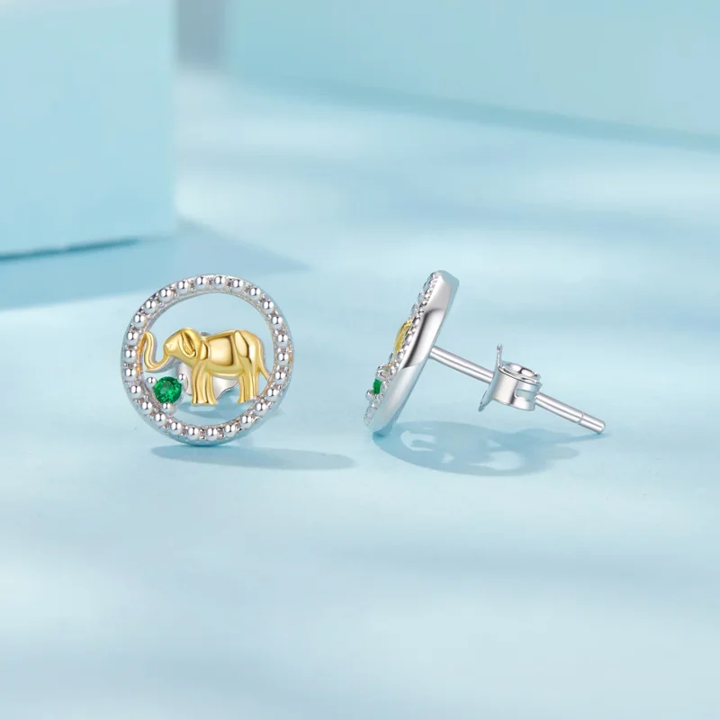 (изображение за) Златни обеци със слон в стил PANDORA - SCE1794 - Преглед 4