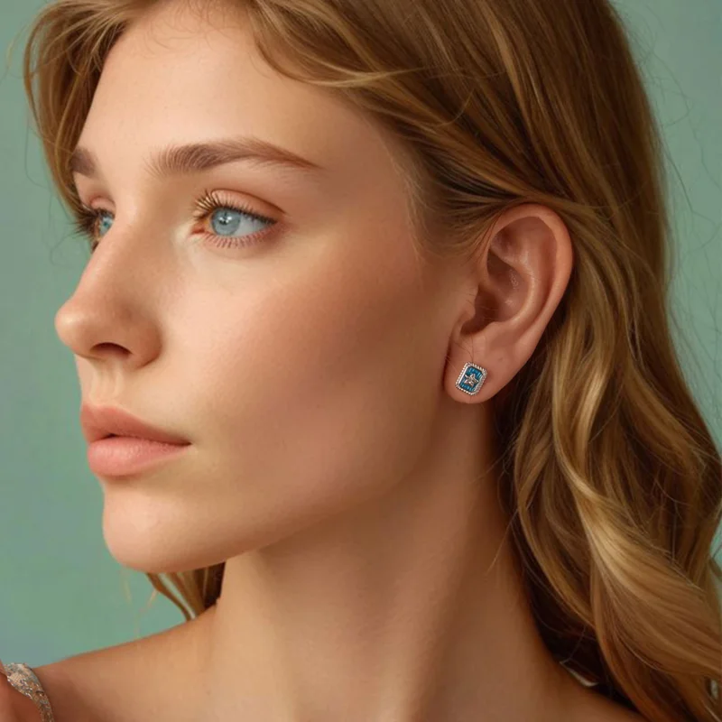 (изображение за) Ретро обеци със звезди в стил PANDORA - SCE1796 - Преглед 7