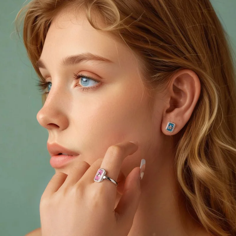 (изображение за) Ретро обеци със звезди в стил PANDORA - SCE1796 - Преглед 8