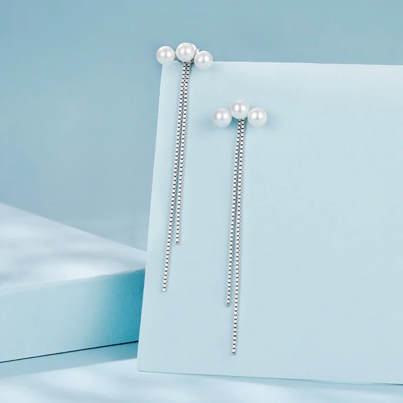 (изображение за) Обеци с пискюли в стил PANDORA Shell Pearl - SCE1777 - Преглед 2