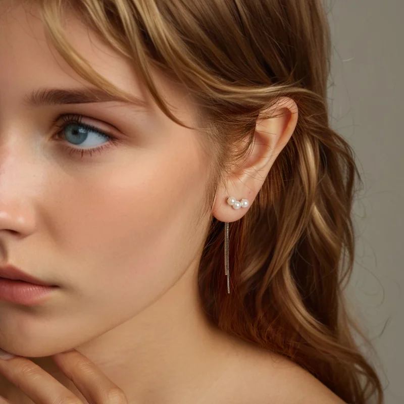 (изображение за) Обеци с пискюли в стил PANDORA Shell Pearl - SCE1777 - Преглед 8