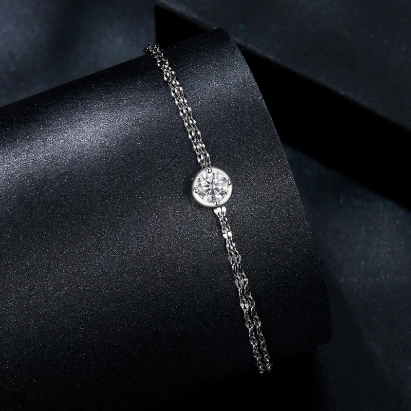 (изображение за) Гривна с двойна плочка от моасанит PANDORA Style 0,5ct (с един сертификат) - MSB - Преглед 2