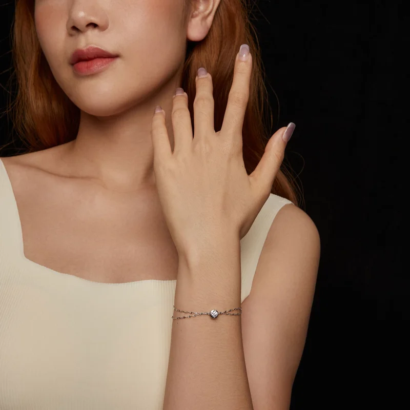 (изображение за) Гривна с двойна плочка от моасанит PANDORA Style 0,5ct (с един сертификат) - MSB - Преглед 6