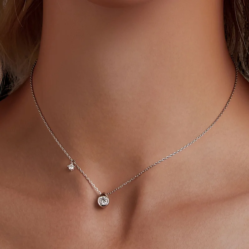 (изображение за) Колие с капки от моасанит PANDORA Style 0,5ct (с един сертификат) - MSN037 - Преглед 5
