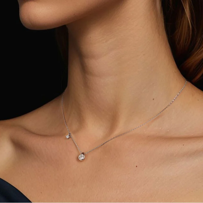 (изображение за) Колие с капки от моасанит PANDORA Style 0,5ct (с един сертификат) - MSN037 - Преглед 6