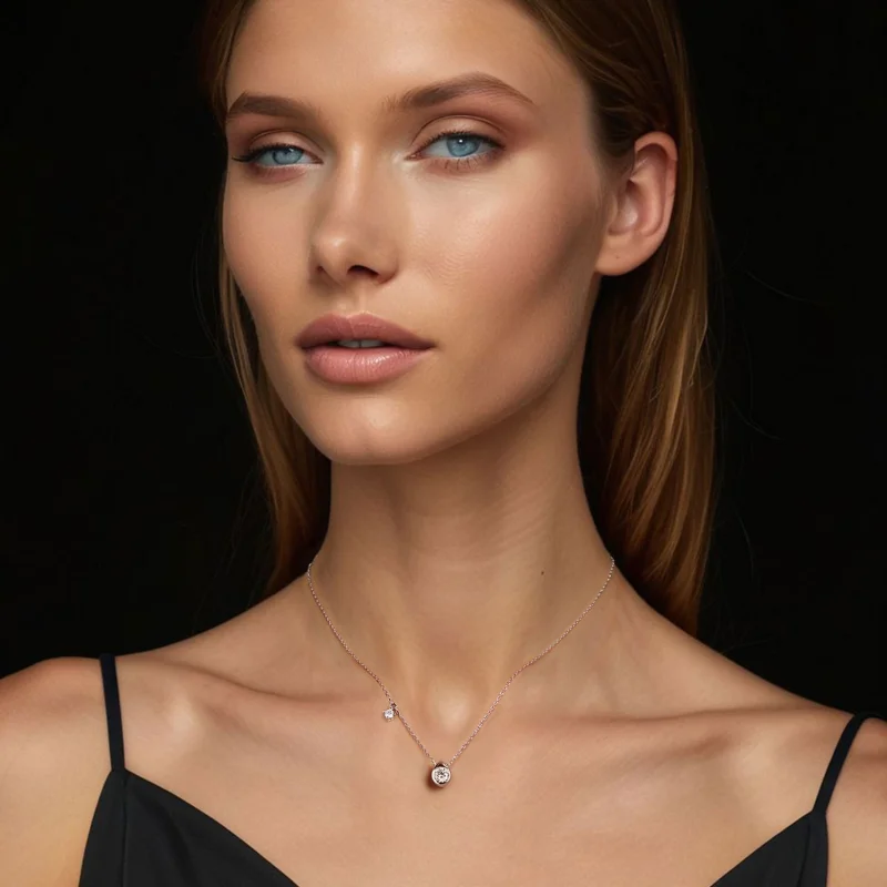 (изображение за) Колие с капки от моасанит PANDORA Style 0,5ct (с един сертификат) - MSN037 - Преглед 7