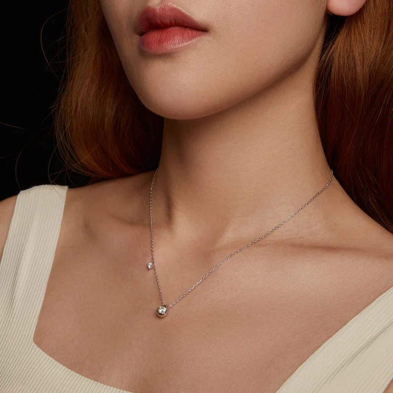 (изображение за) Колие с капки от моасанит PANDORA Style 0,5ct (с един сертификат) - MSN037 - Преглед 8