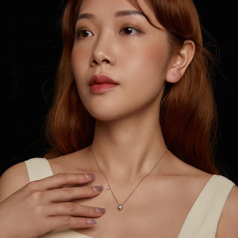 (изображение за) Колие с капки от моасанит PANDORA Style 0,5ct (с един сертификат) - MSN037 - Преглед 9