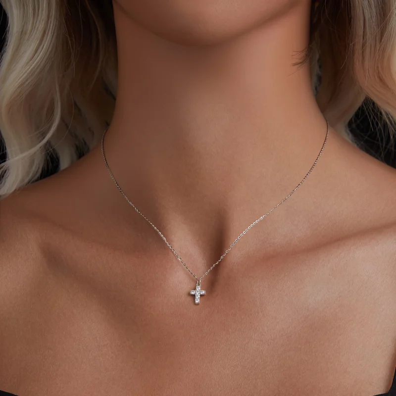 (изображение за) Колие PANDORA Style Cross (с един сертификат) - MSN039 - Преглед 4