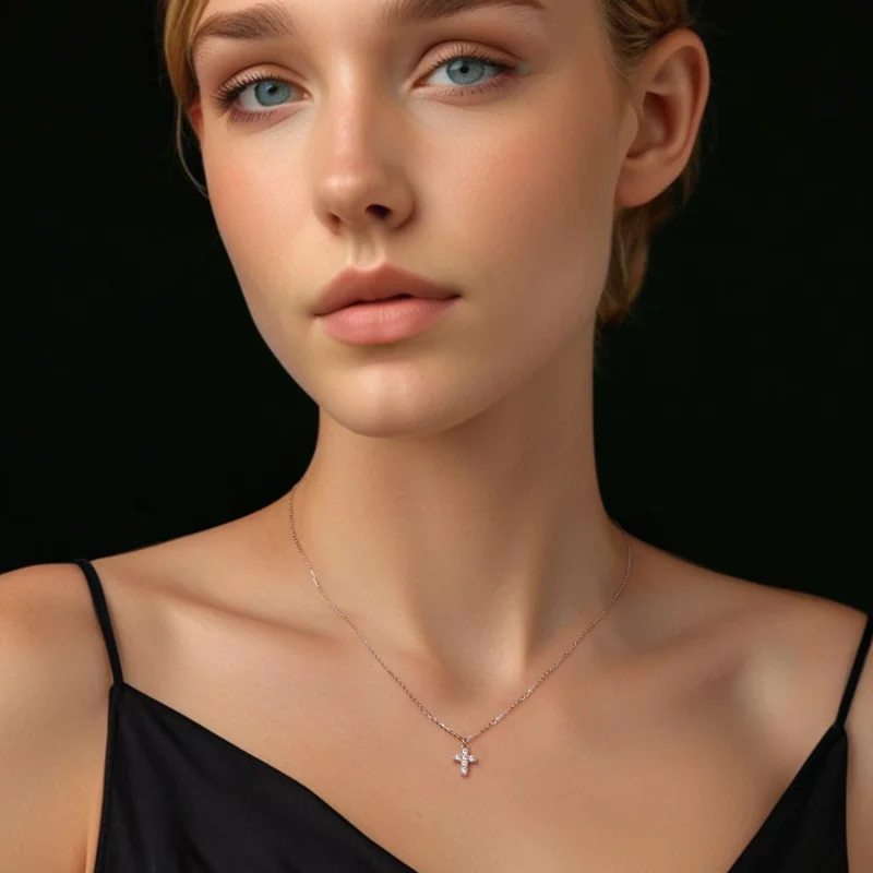 (изображение за) Колие PANDORA Style Cross (с един сертификат) - MSN039 - Преглед 5