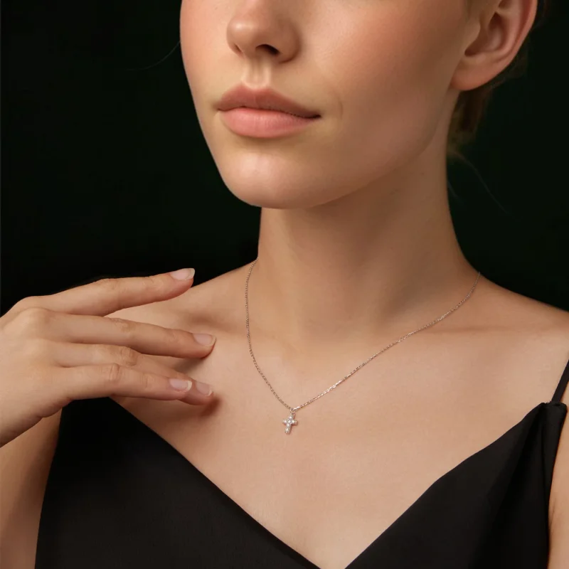 (изображение за) Колие PANDORA Style Cross (с един сертификат) - MSN039 - Преглед 6