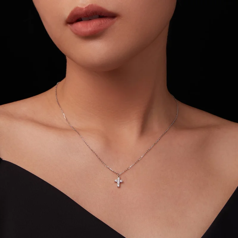(изображение за) Колие PANDORA Style Cross (с един сертификат) - MSN039 - Преглед 7