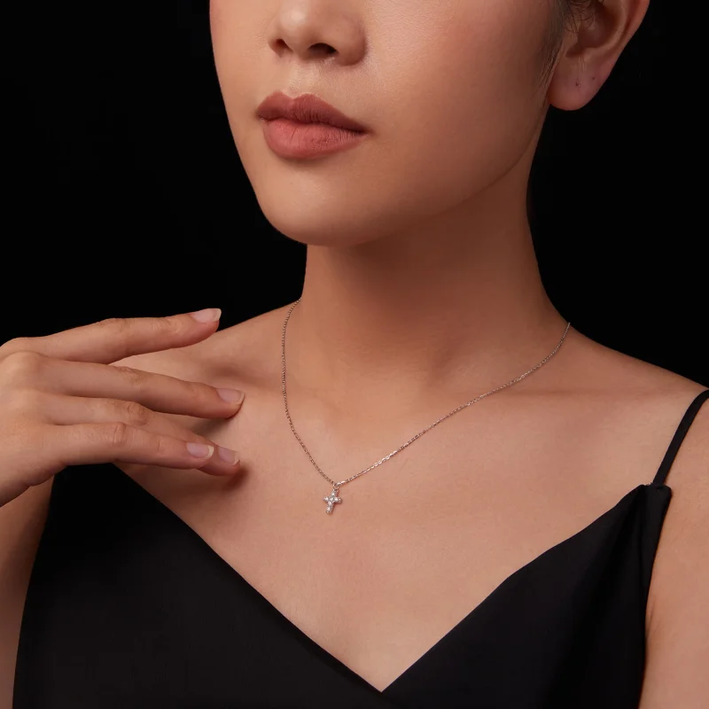 (изображение за) Колие PANDORA Style Cross (с един сертификат) - MSN039 - Преглед 8