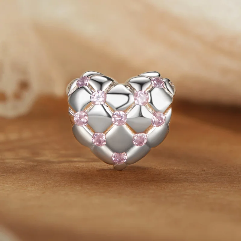 (изображение за) PANDORA Style Розови диамантени сърца - BSC1054 - Преглед 2