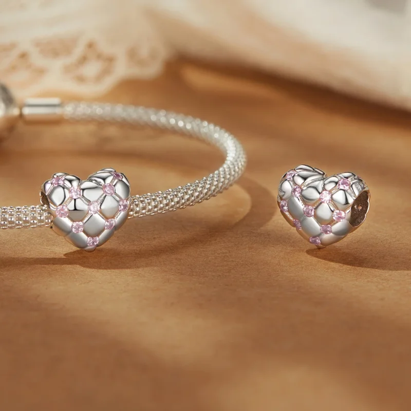 (изображение за) PANDORA Style Розови диамантени сърца - BSC1054 - Преглед 4