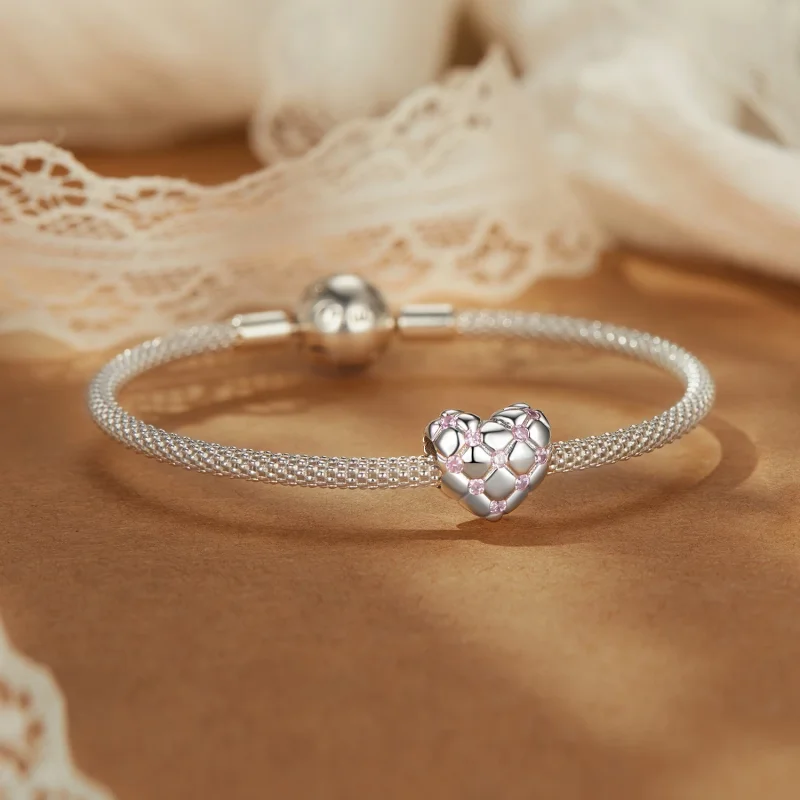 (изображение за) PANDORA Style Розови диамантени сърца - BSC1054 - Преглед 5