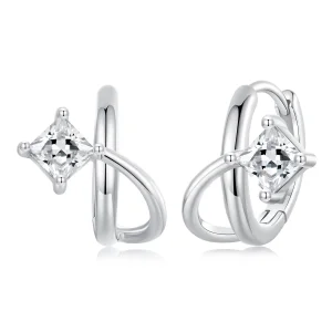 PANDORA Style Квадратни циркониеви двуслойни щипки за уши - BSE1052 (изображение за) PANDORA Style Квадратни циркониеви двуслойни щипки за уши - BSE1052