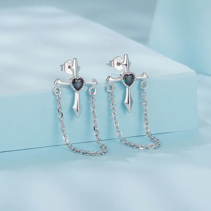 (изображение за) PANDORA Style Chain обеци кръст - SCE1808 - Преглед 2