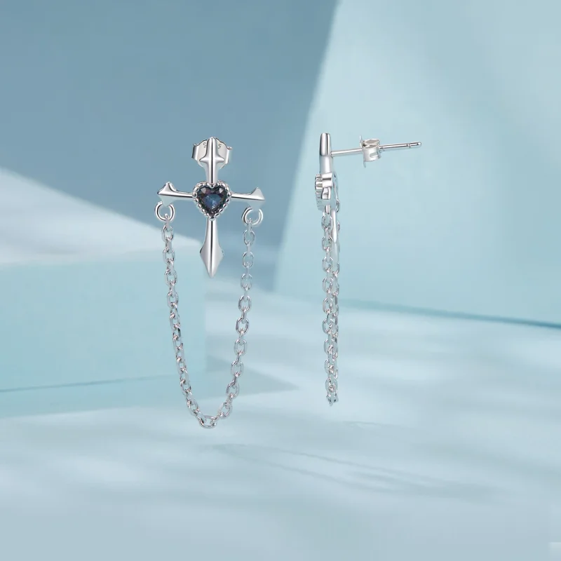 (изображение за) PANDORA Style Chain обеци кръст - SCE1808 - Преглед 3