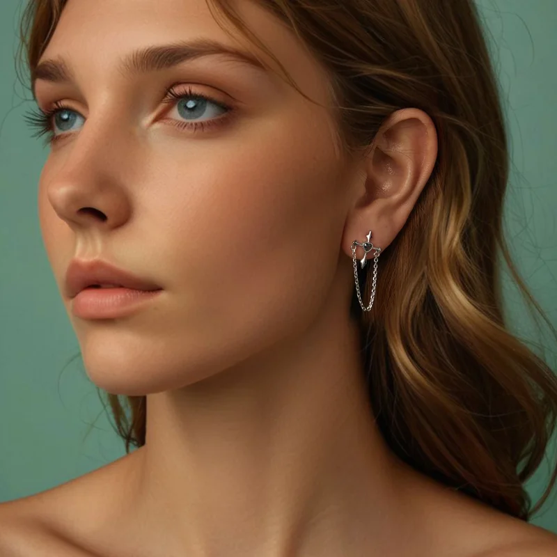 (изображение за) PANDORA Style Chain обеци кръст - SCE1808 - Преглед 7